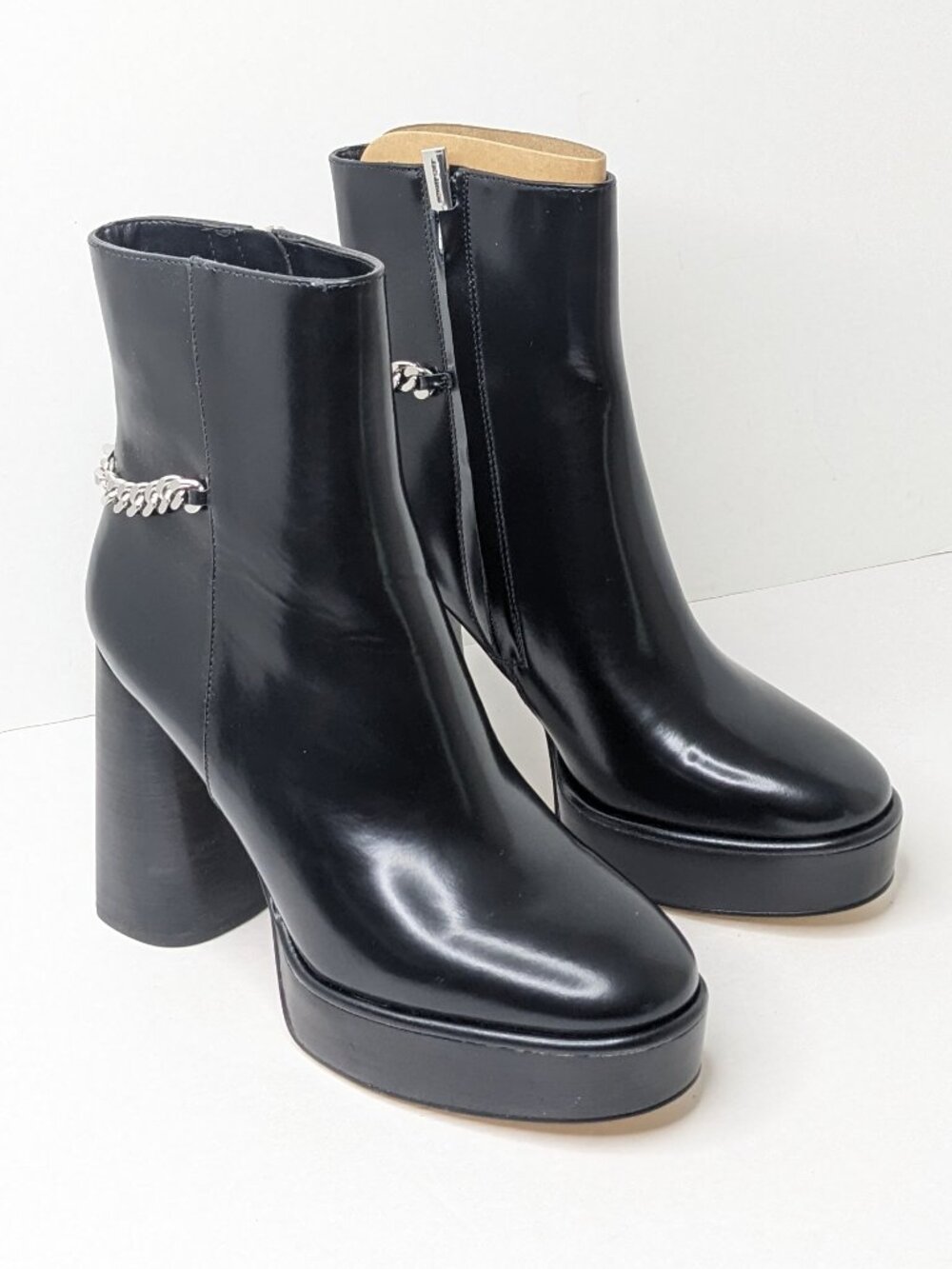 Michael Kors Carlisle Platform Booties Black Leather Women's 6.5